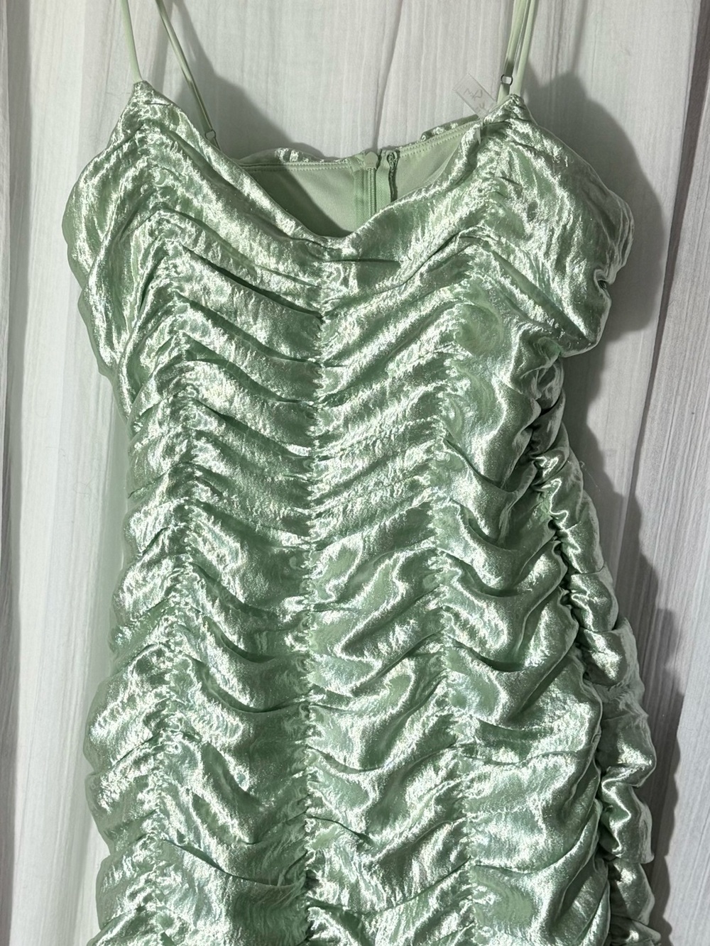 Lucy in the Sky Mint Ruched Mini Dress